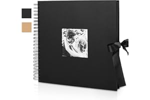 INNOCHEER Photo Album - Self Adhesive 80 Black Pages, Large Scrapbook Wedding Guest Book for DIY Anniversary Travel Memory Scrapbooking (Black 12 x 12)