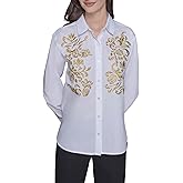 Karl Lagerfeld Womens Long Sleeve Oversized Everyday Essential Button Down