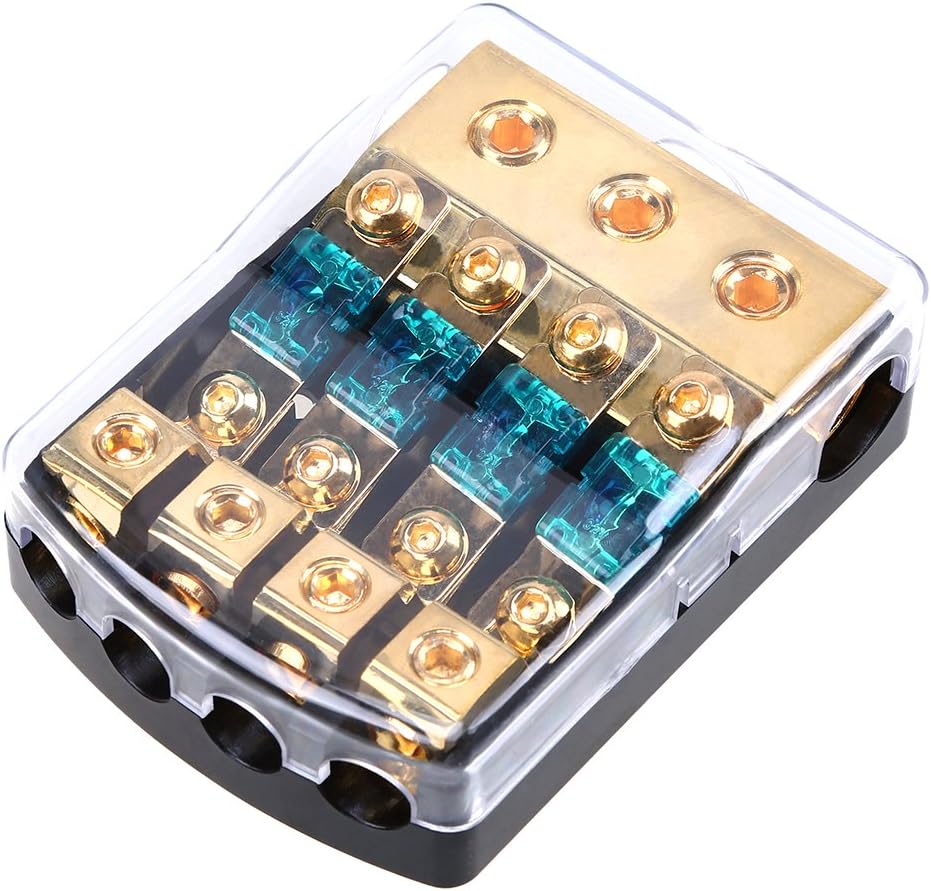 Possbay 150A Audio Amplifier Fuse Holder Block Box 1 in 4 Out for Car Boat Truck