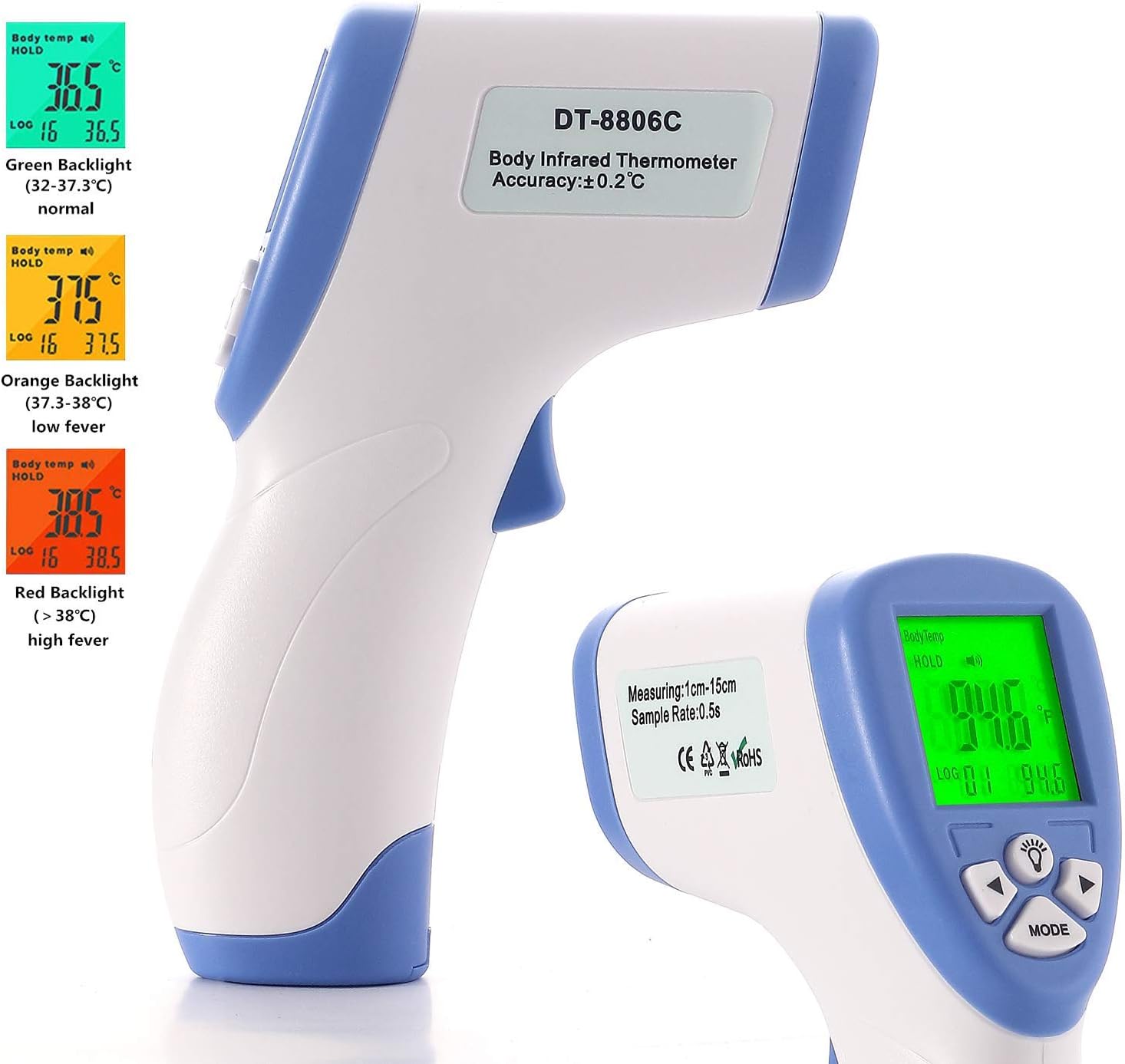 Asamoom Infrared Digital Thermometer, Non-Contact Medical Forehead Thermometer for Baby Kids Child and Adults, Multi Purpose No Touch Forehead Temperature Gun with Fever Alarm and Accurate