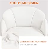 Yaheetech Faux Leather Desk Chair White Flower Petal Design Swivel Chair view 4