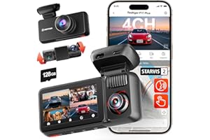 REDTIGER F17 Plus 4 Channel Dash Cam 2.7K+1080P*3, STARVIS 2, 128GB Card, 360° Front Inside and Rear Cabin Car Camera, IR Nig