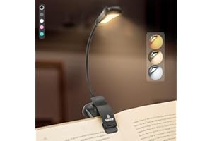 Vekkia/LuminoLite Rechargeable Book Light, Reading Lights for Books in Bed, 3 Colortemperature × 3 Brightness, Up to 70 Hours Lighting, Great for Readers, Travel (Black)