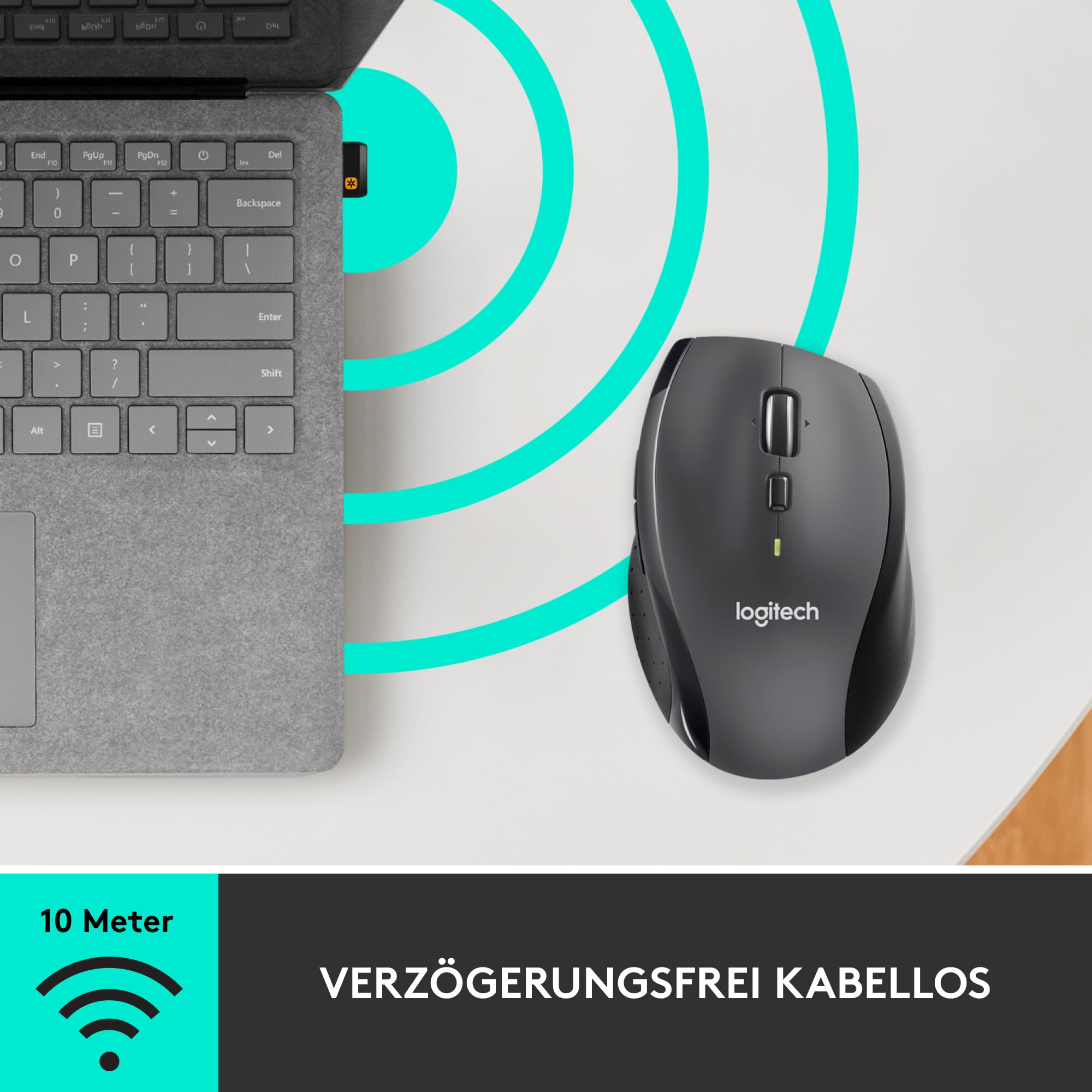 Logitech M705 Marathon Kabellose Maus, 2,4 GHz mit USB-Unifying-Empfänger, 1000 DPI, 5 programmierbare Tasten, 3-Jahres-Batterie, Kompatibel mit PC, Mac, Laptop und Chromebook - Grau 8