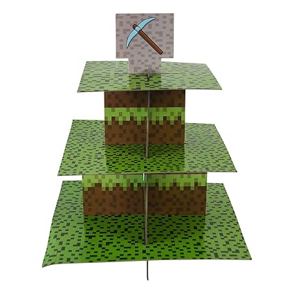 Mining Fun Cupcake Stand Pick Kit Pixel Decorations Minecraft