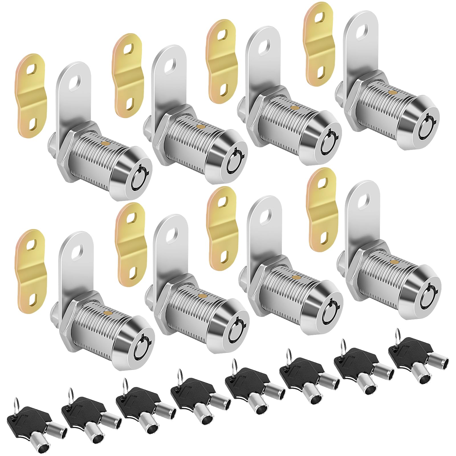 Photo 1 of Sartatue Cam Lock RV Storage Locks Black RV Compartment Keyed Alike,1" Cylinder Fits on 3/4" Max Door Thickness, Trailer Replacement Set with Keys, Chrome Finish (8, 1 Inch)