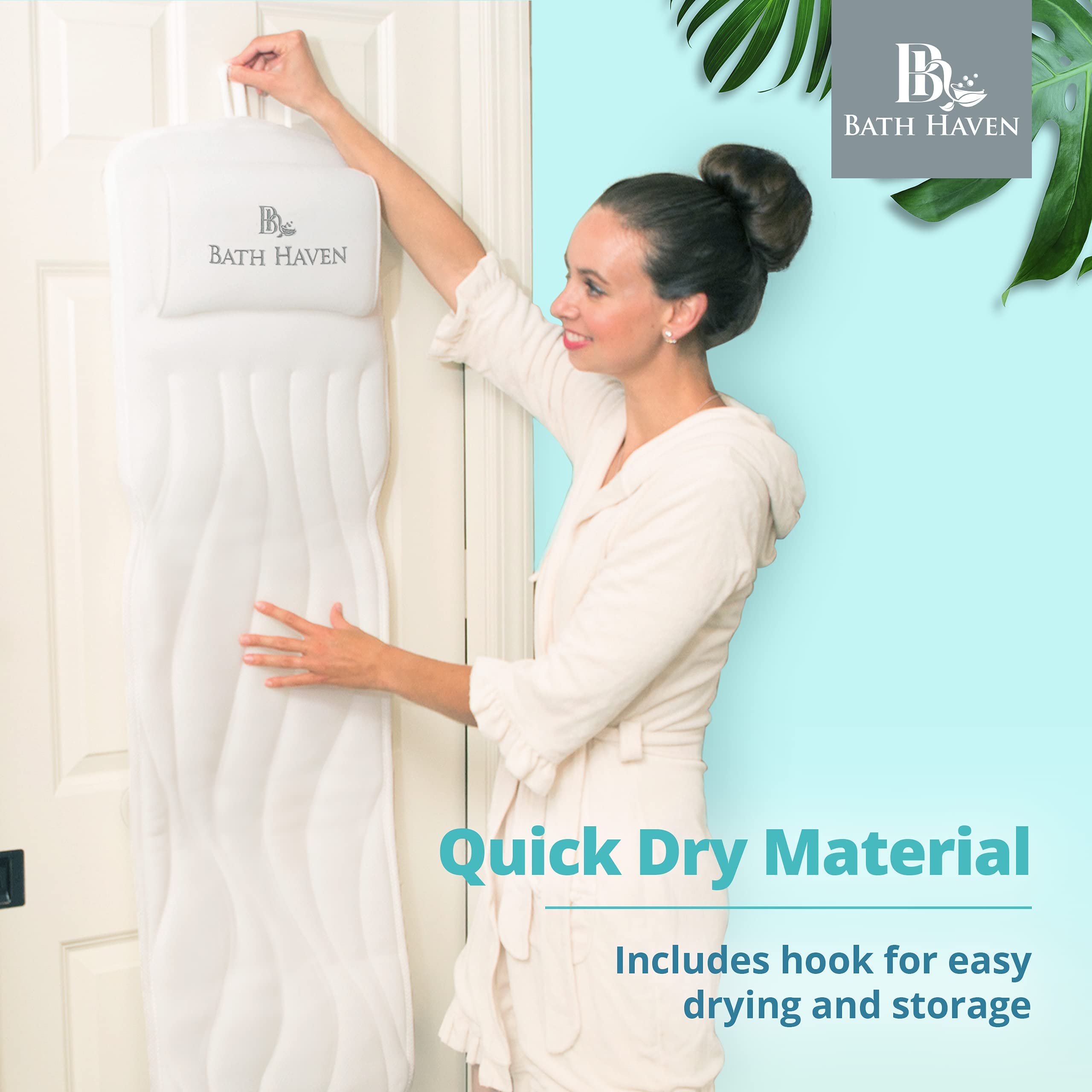 Bath Pillow for Tub, Full Body Bathtub Pillow and Mat for Head, Neck and Back Support, Relaxing Spa Cushion Head Rest and Mat for Tub Jacuzzi, Luxury Bathtub Accessories for Women and Men Quick Drying