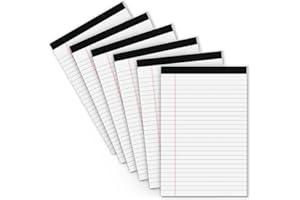 VISHOITTY Legal Pads 5x8 Small Note Pads 5x8 Notepads for Work, 6 Pack Writing Pads 5x8 College Ruled Lined Paper Pads, Micro Perforated Decent 80 GSM 5x8 in Legal Note Pad Narrow Ruled, 30 Sheet per Notepad