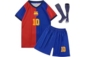 Cloong Kids National Soccer Jersey Outfits, Youth Football Training Shirt Shorts Set, Moisture-Wicking, Boys Girl Size 2-12Y