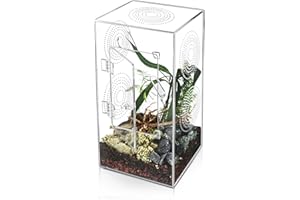HARHANA Jumping Spider Enclosure - 11.7x6x6 Inch Large Acrylic Terrarium for Tarantulas - Reptile Tank With Front Opening Door - Habitat Accessories