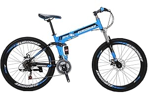 EUROBIKE Mountain Bike, 21 Speed, 26/27.5 Inches, Dual Suspension, Folding, for Men