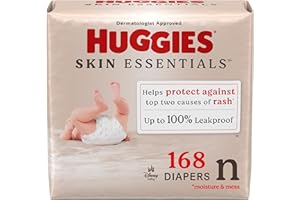 Huggies Size Newborn Diapers, Skin Essentials Baby Diapers, Size Newborn (6-9 lbs), 168 Count
