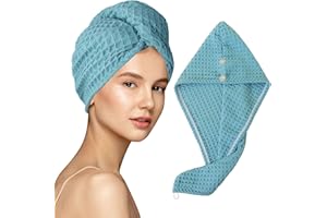 MaopaoBeauty Microfiber Hair Towel Wrap for Women 1Pack Waffle Long Hair Head Towel Wrap Quick Dry Super Absorbent Hair Towel for Long, Curly & Thick Hair