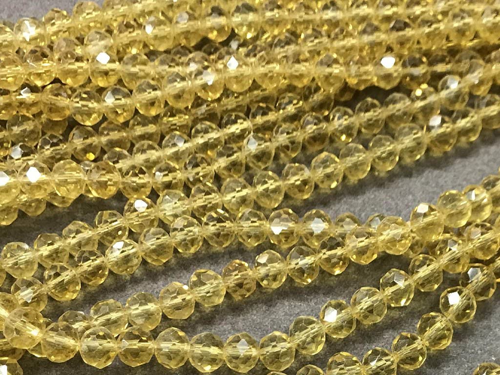 The Fashion Supplies Mustard Yellow Transparent Rondelle/Tyre Glass