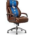 La-Z-Boy® Nova Executive Office Chair, Patented AIR Ergonomic Support Technology®, High-Back Premium Comfort & Support, Cognac Brown Vegan PU Leather