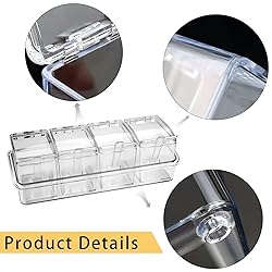 Faxco Clear Seasoning Box, 4 Pieces Seasoning Rack