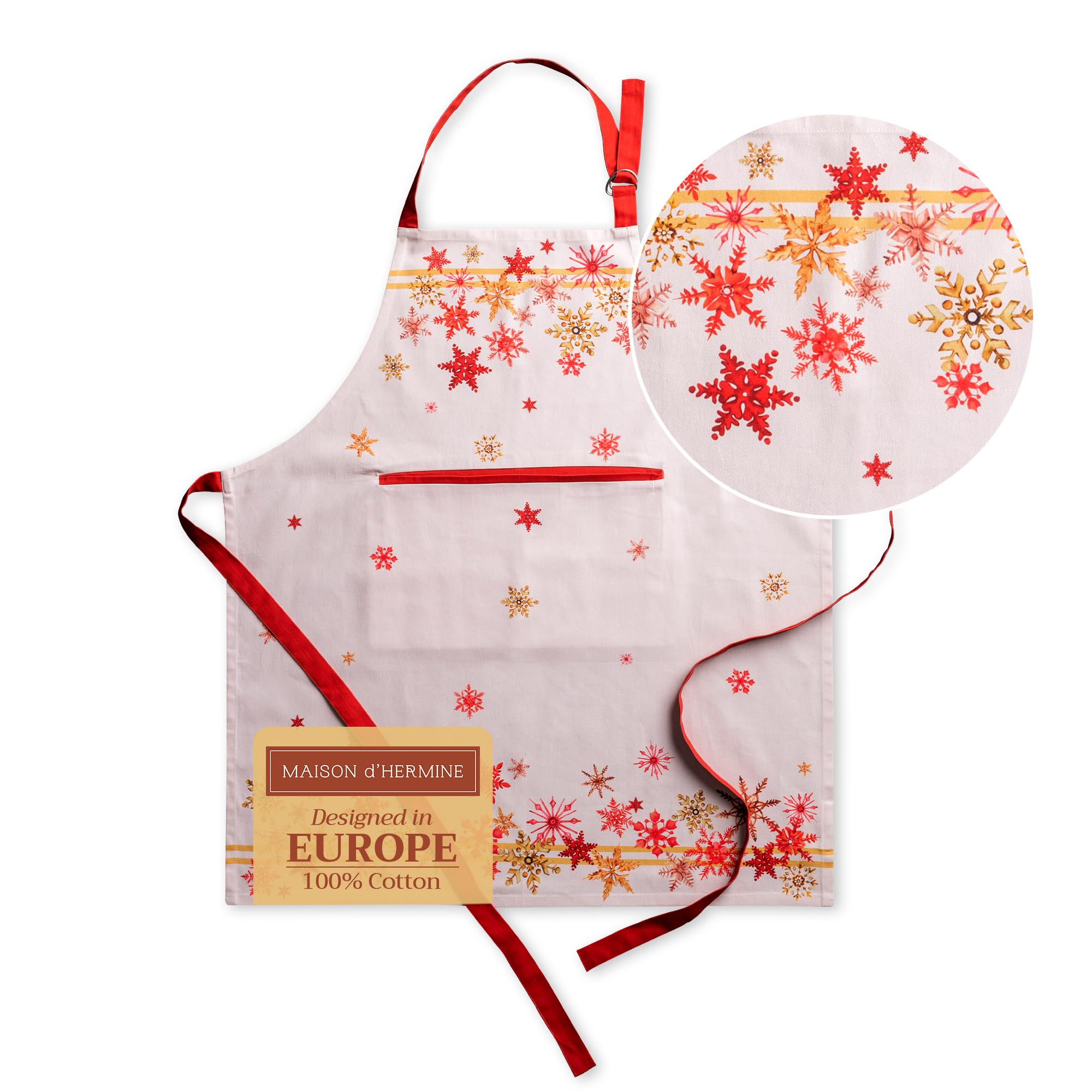 Maison d' Hermine 100% Cotton Apron for women with Pocket Kitchen Chef Autumn Apron for Men Cooking Gardening Server Waitress Maid - (Crystal Star, 85 cm x 70 cm) — image 1