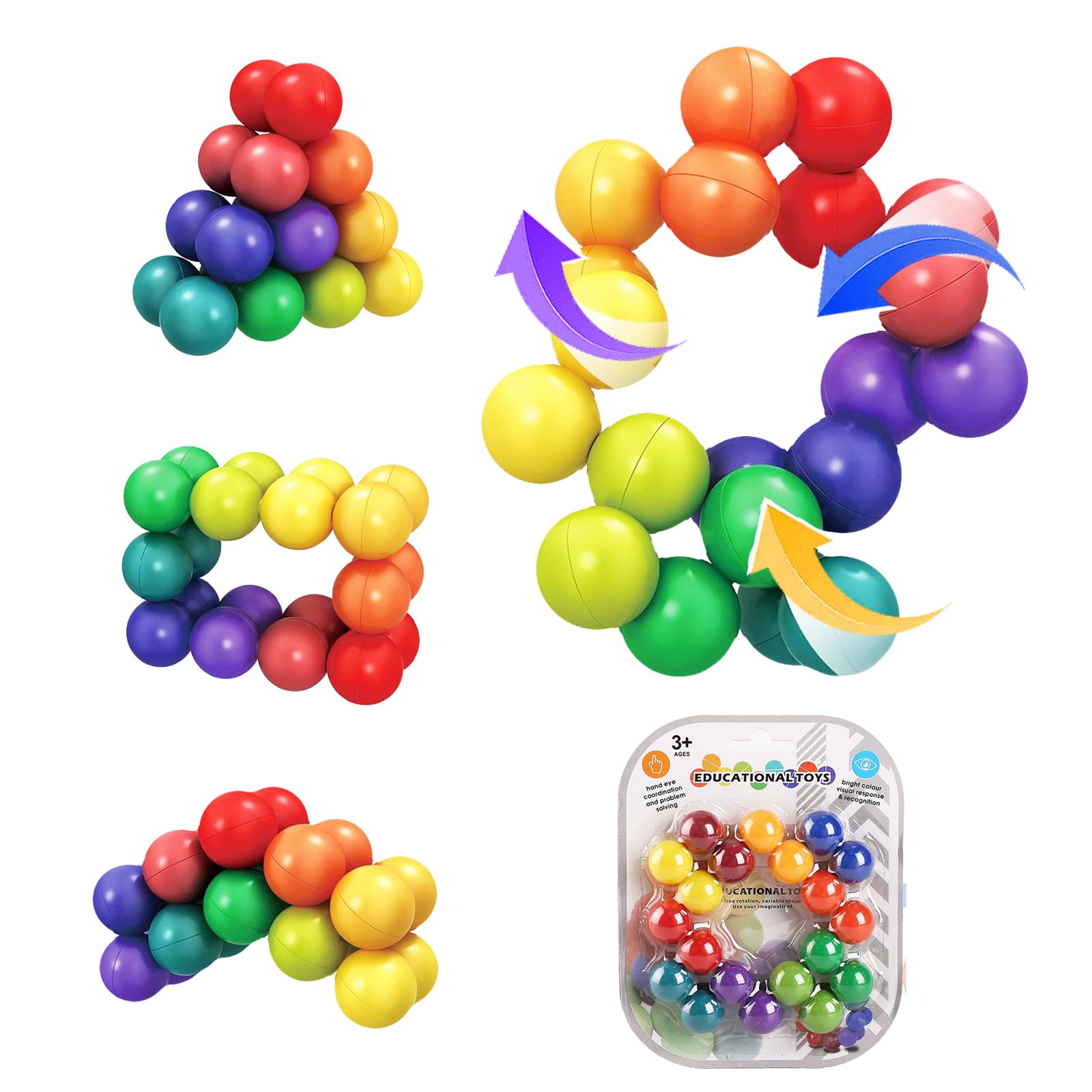 Fidget Toys for Autism, 20-Pack Sensory Fidget Toys for Kids Toddler Girls, 2cm Magnetic Fidget Balls Autistic Toys for Boys Kids Toddler