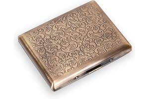 EYIDADAE Stylish Design Retro Metal Cigarette Case -Double Sided Spring Clip Open Cigarette,Pocket Holder Credit Card Holder Protective Security Wallet for Men and Women,Holds 18-20 100mm (Vine Bronze)