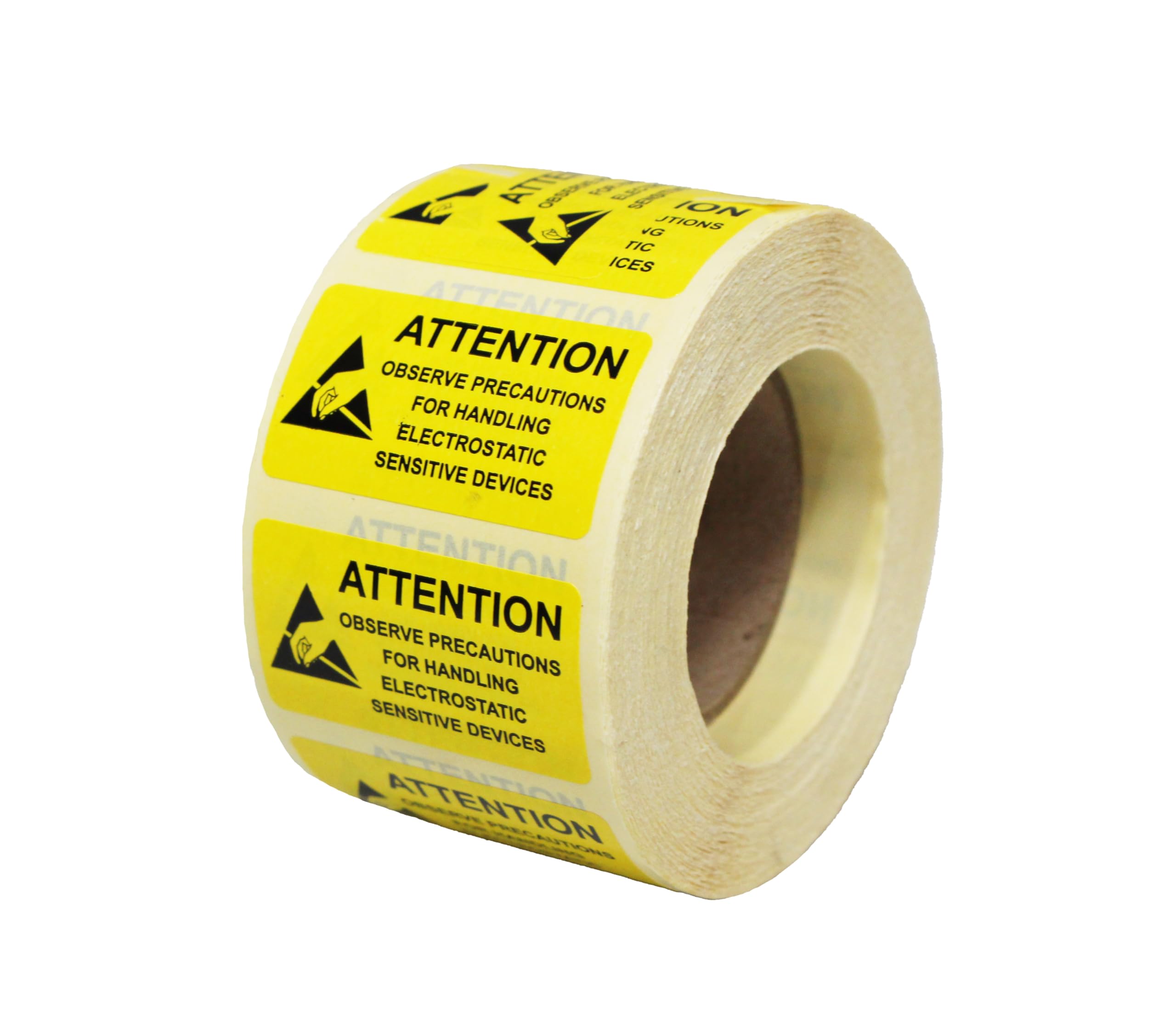 Kill Stat 1000 Pcs Per Roll, ESD Warning Labels Attention for Handling Static Devices, Static Warning Stickers, Black/Yellow, Easy to Apply, 25 x 45mm