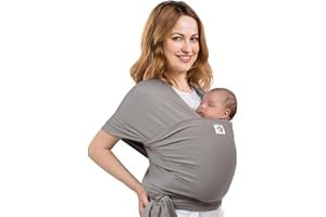 5 STARS UNITED Baby Wrap Carrier - Premium Cotton - Ergonomic Wraps for Toddler, Newborn, Infant, Child - Front, Hip and Kangaroo Holder for Men and Women (Grey)