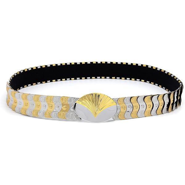 uxcell Women Fish Scale Fashionable Belt Elastic Band Metal  display picture 2