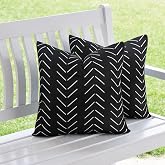 Adabana Outdoor Waterproof Lumbar Pillow Covers 12X20 Inch Set Of 4 Black And White Modern Geometric Throw Pillows Cover Decorat