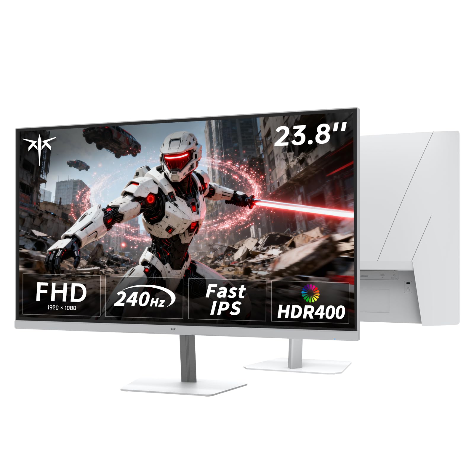KTC 24 Inch 240Hz Gaming Monitor, FHD 1080p PC Computer Monitor with Fast IPS Panel, 1ms Adaptive Sync, HDR400, 116% sRGB, HDMI/DP/USB2.0 Port, Tilt Adjustment, VESA, Eye Care, White, H24F7 Image