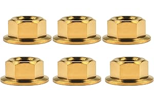 Wanyifa Titanium DIN6923 M5 M6 M8 M10 M12 M14 M16 Hex Flange Nuts Pack of 6 (M10 Pitch 1.5mm, Gold)