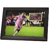 veratwo Signed Soccer Ball Messi Poster Framed Photo Gift 8x6 Inches,with 1x 35mm Miami Messi Film Display,Cool Soccer Memorabilia Gifts for Lionl Messi Fans