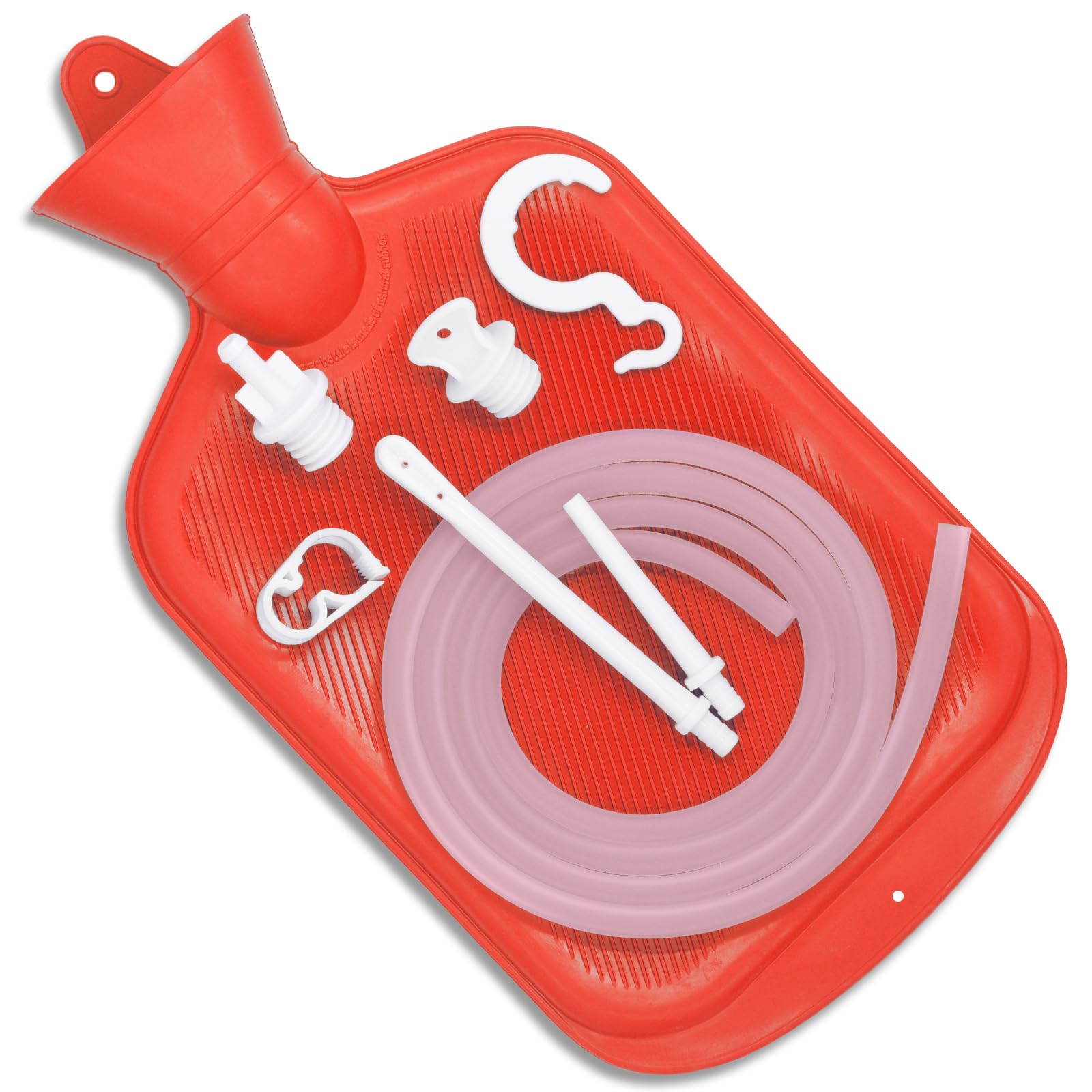 Photo 1 of Enema Bag Kit with 5ft Hose Coffee Enemas at Home Water Shower Douche Colon Detox Cleanse Kit with Tubing, Tips, Clamp and Hook (RED, 2 L)