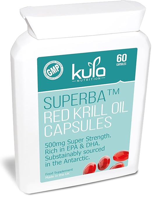 500mg Red Krill Oil Capsules 60 Softgels Extra Strength Omega 3 Oil