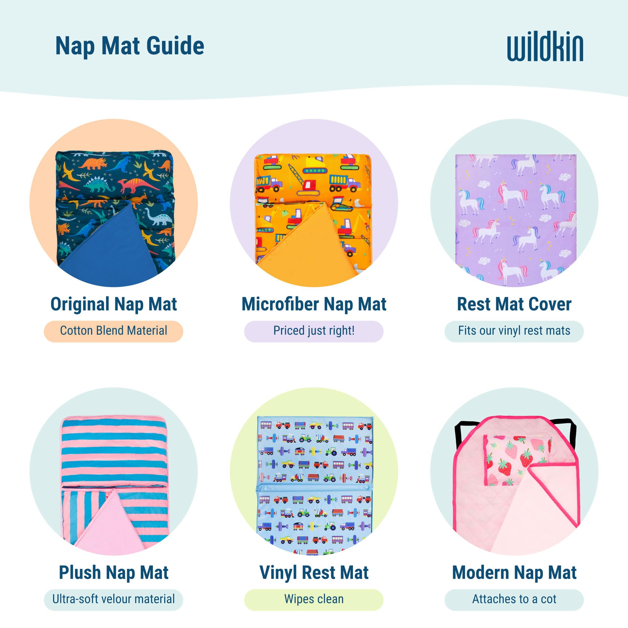 Wildkin Kids Original Nap Mat – Cozy Kids Sleep Mat with Pillow, ideal for School & Travel - Heroes