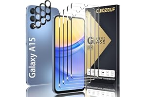 CWQZGUF [4+3 Pack Galaxy A15 Screen Protector, 4 Pack Tempered Glass with 3 Pack Camera Lens Protector, High Clarity, Anti-Shatter, Bubble Free for Samsung A15 5G Screen Protector