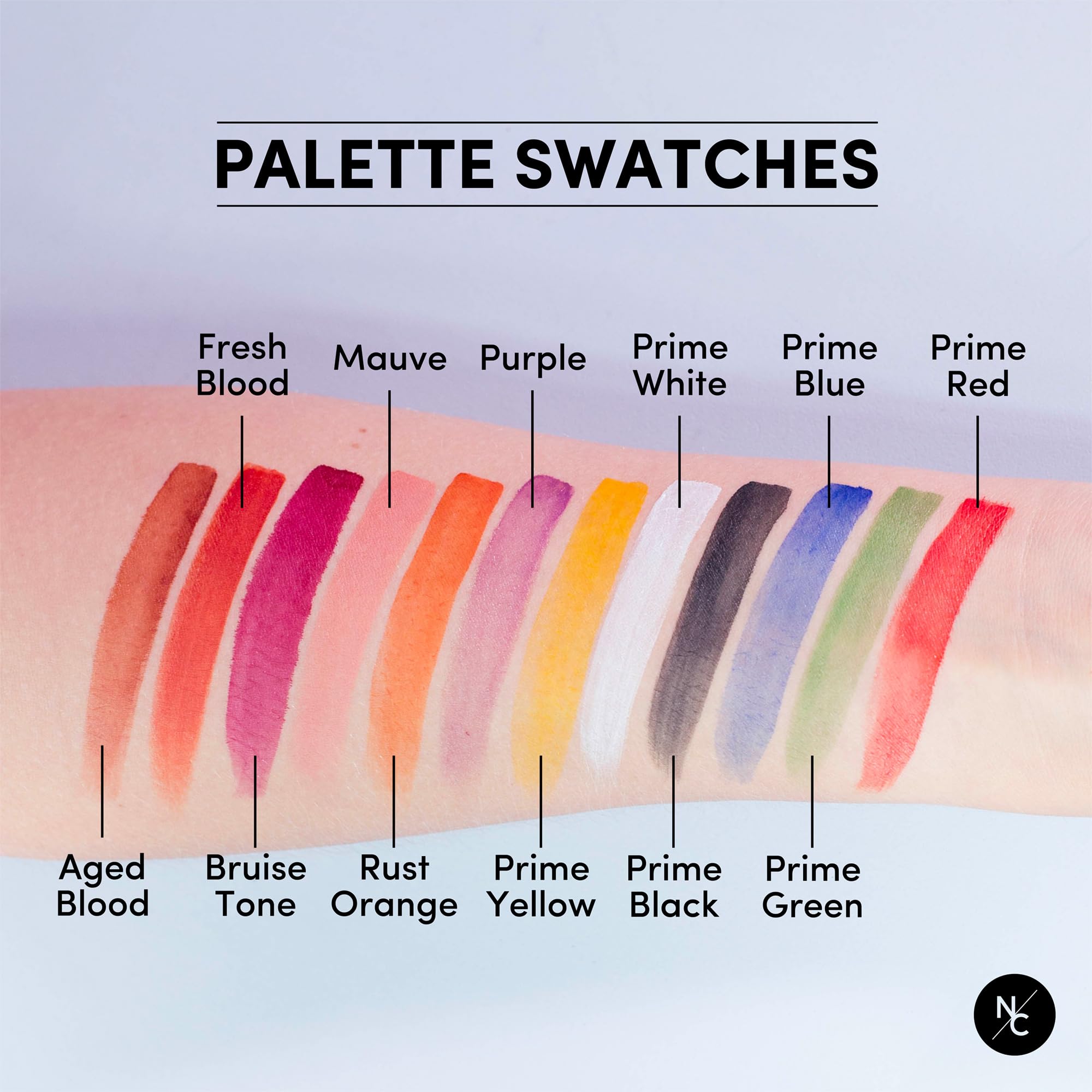 Narrative Cosmetics FX Alcohol-Activated 12 Colors Makeup Palette, Highly Pigmented Professional Makeup for the Stage, Film, Costumes, Cosplay, SFX, Performance Arts