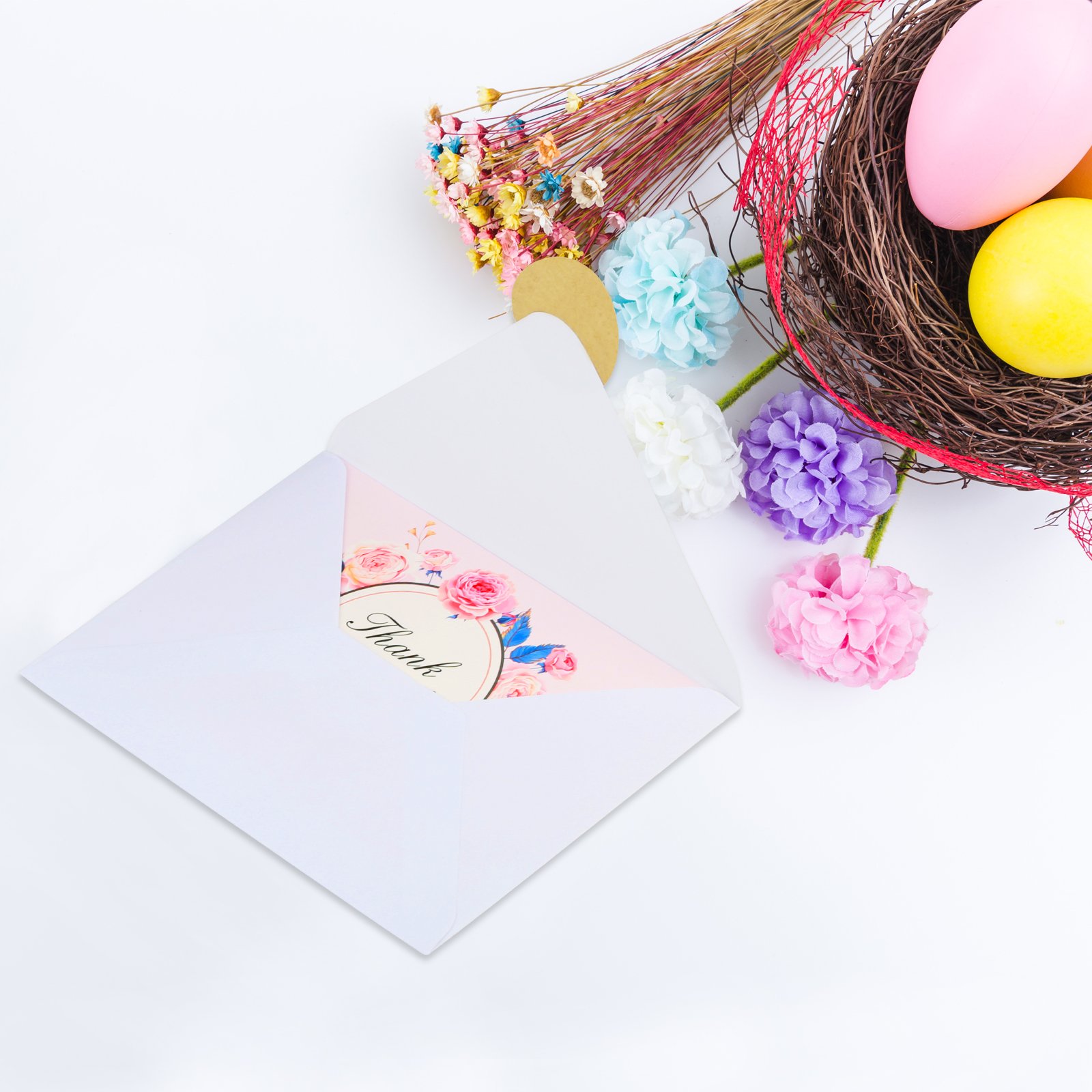 Thank You Cards - LANMOK Floral Flower Greeting Cards Notes for Birthdays,Wedding,Baby Shower,Bussiness,Graduation,Parties,Anniversary - 48 Sets with Envelopes and Self-Adhesive Sealing Stickers