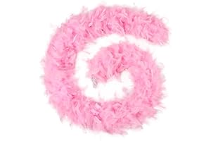 FeelfunFeather Pink Feather Boa - 45g 2 Yards Turkey Boas Feathers for Party Bulk Wedding Concert Carnival Halloween Christmas Costume Decoration