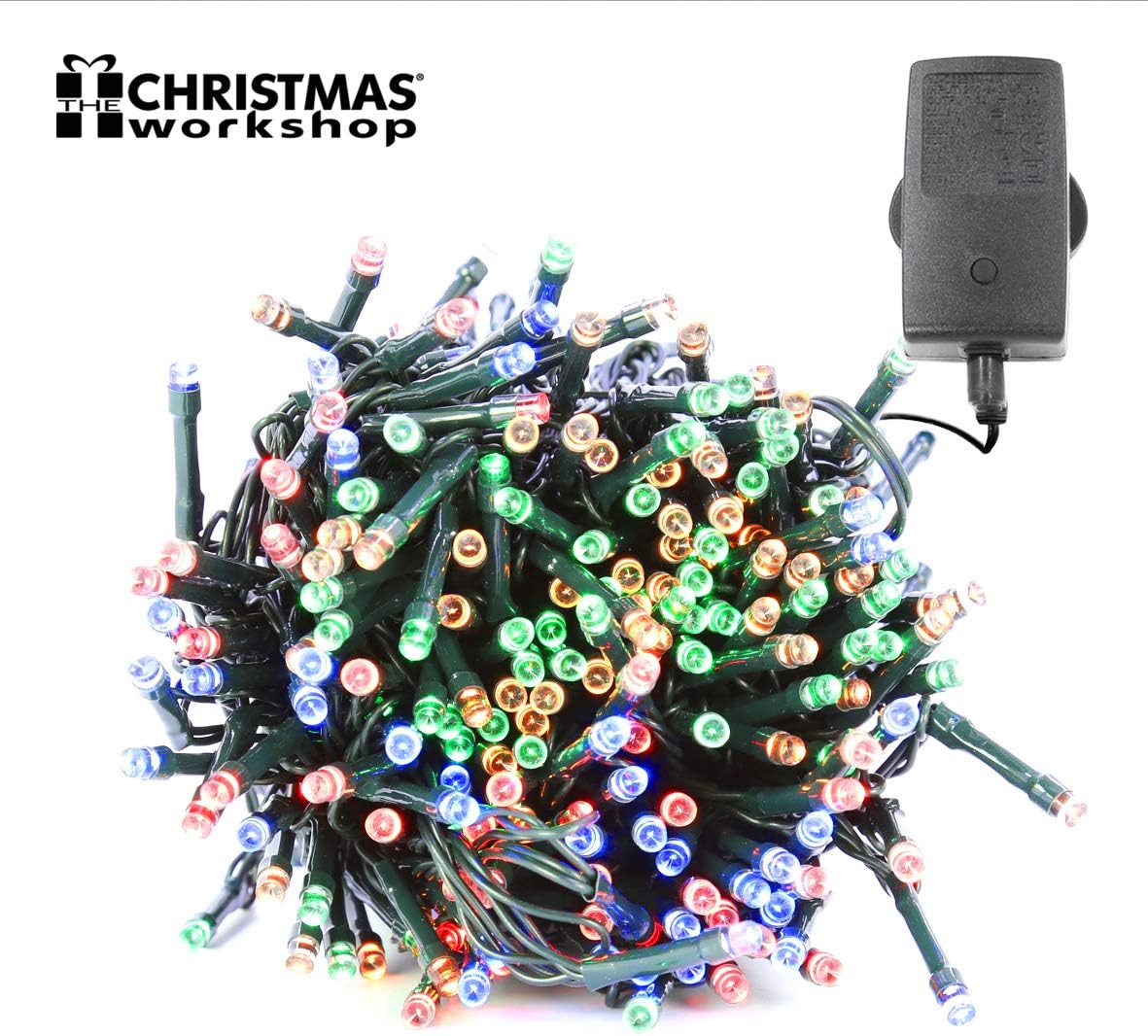 The Christmas Workshop 77490 200 Multi-Coloured LED Chaser Christmas Lights / Indoor or Outdoor Fairy Lights / 13.9 Metres / 8 Light Modes / Great for Christmas Weddings & Gardens B000WVCZ6E