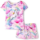 The Children's Place girls Short Sleeve Top and Shorts,2 Piece Pajama Set