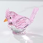 Qianwei Pink Crystal Bird Figurine Collectible - Cardinal Gifts Handmade Glass Animals Figurines Crystal Office Desk Table Home Decor Paperweight