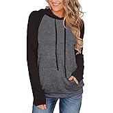 FEEKEKE Women's Long Sleeve Hoodies Tops Lightweight Hooded Sweatshirts Pullover Casual Tunic Shirts with Pocket