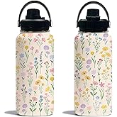 32 oz Water Bottle for Women, Floral Insulated Water Bottle, Stainless Steel Tumbler,Flowers Cup Gifts for Birthday Christmas (1pcs)