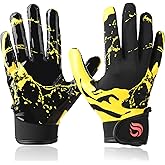 Goporoy Youth Football Gloves for Kids Excellent Grip Football Receiver Gloves