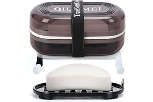 QIUYMEI Travel Soap Box,soap Bar Holder Dish Container Case with Soap Bag & Silicone Band,Strong Sealing Leak Proof Portable,