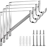 4 Pack Heavy Duty Closet Rod Brackets Holder 11 x 11 x 1 Inch, Electroplated Silver Closet Rod Support Bracket Steel Closet R