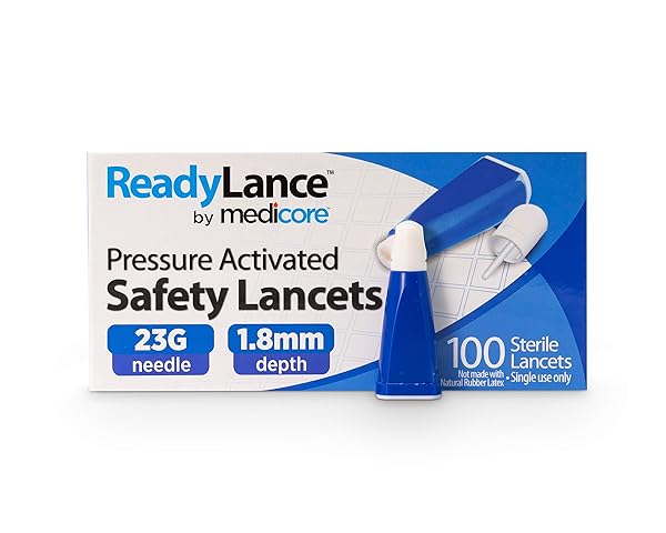 READYLANCE, PRESSURE ACTIVATED SAFETY LANCETS, 100 LANCETS, 23GX1.8MM, BLUE