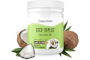 NaturalSlim Coconut Oil with CoQ10 - MCT Oil Organic Coconut Oil for Baking, Mixing with Shake, Smoothies, Coffee, or Ingest Directly - Boost Energy, Metabolism and Immune System Fresh Flavor
