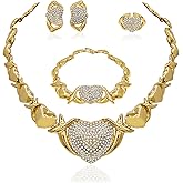 SYHOL Gold Jewelry Set 18K Gold Accessories for Women Jewelry Set Wedding Bridal Fashion Jewelry Sets Women Accessories Bracelets Earrings and Rings Sweetheart Gifts