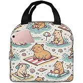 UGTEWXU Capybara Lunch Bag Capybara Print Fashion Cute Large Capacity Lunch Bag With Handle Reusable Insulated for Both Men And Women