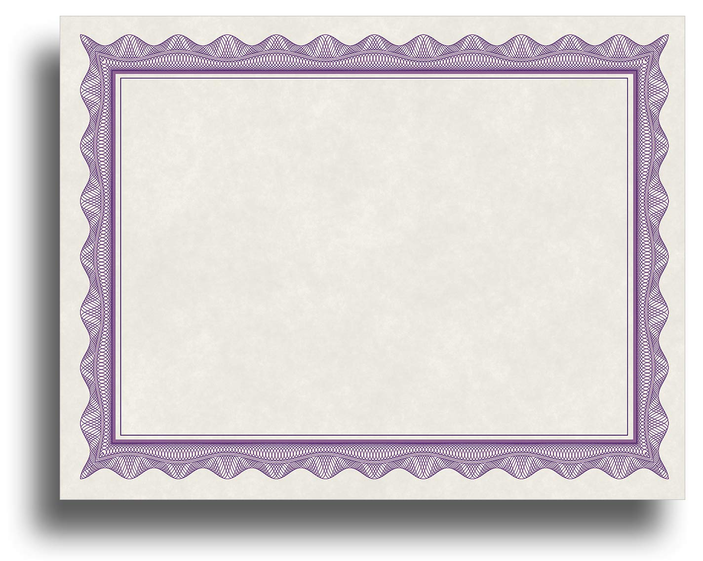 Photo 1 of Blank Parchment Certificate Paper for Awards - Works with Inkjet/Laser Printers - Measures 8 1/2" x 11" - Purple Border - 25 Sheet Pack
